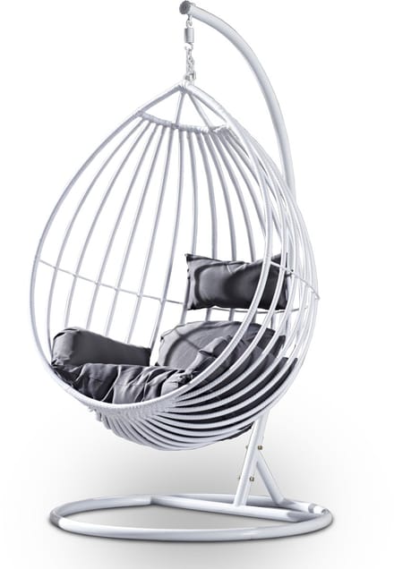 Rijoka Hangstoel Druppel Schommelstoel – Wit Rattan