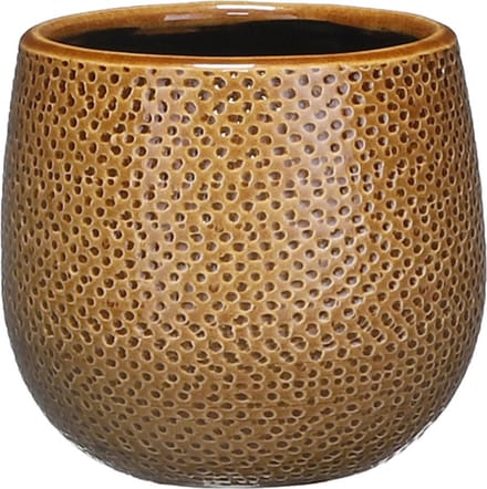 Mica Decorations Bloempot - okergeel - keramiek - 14 x 12 cm - plantenpotten