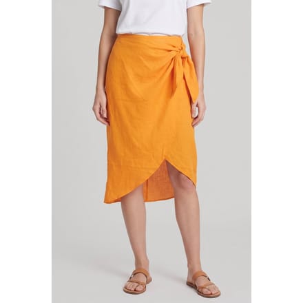 ARKET Lima Wrap Linen Skirt Orange Maat: S | Midi Rokken Outlet | Dames | Oranje