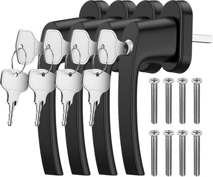 Afsluitbare Raamhendels voor Kinderbeveiliging - 4 Stuks Aluminium - Zwart