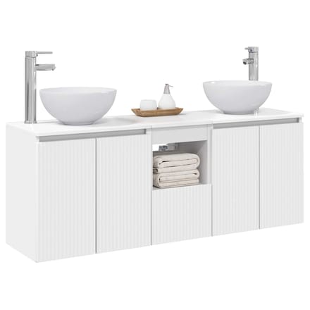 vidaXL - Badkamerkast - set - 3 - st - Wit - 129 - x - 41 - x - 80 - cm - Bewerkt - hout