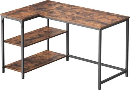 VASAGLE - Bureau - Bureau in L-vorm met Opbergruimte - Verstelbare Plank - Ideaal voor Kantoor