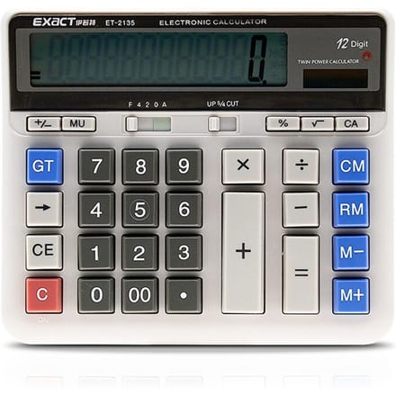 Grote computer elektronische rekenmachine teller zonne-energie en batterijvoeding 12-cijferig display