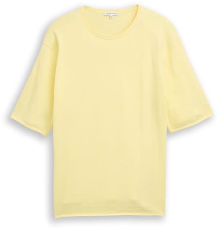 Tom Tailor - Plus Size - Loose fit gebreide trui met kasjmier - Maat 44 - soft lemon melange