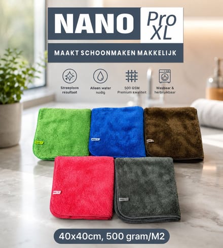 3x NanoPro XL/Rood/40x40 cm/Nanodoekjes/500 gr m2