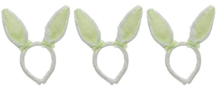 Decoris Konijnoren Diadeem wit groen - 3x - Verkleedaccessoire - Polyester - Unisex - 21,5x24 cm
