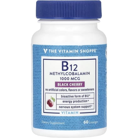 The Vitamin Shoppe, B12 Méthylcobalamine, Cerise Noire, 1 000 mcg, 60 Pastilles à sucer
