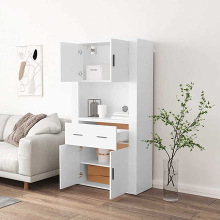 vidaXL - Hoge - kast - bewerkt - hout - wit