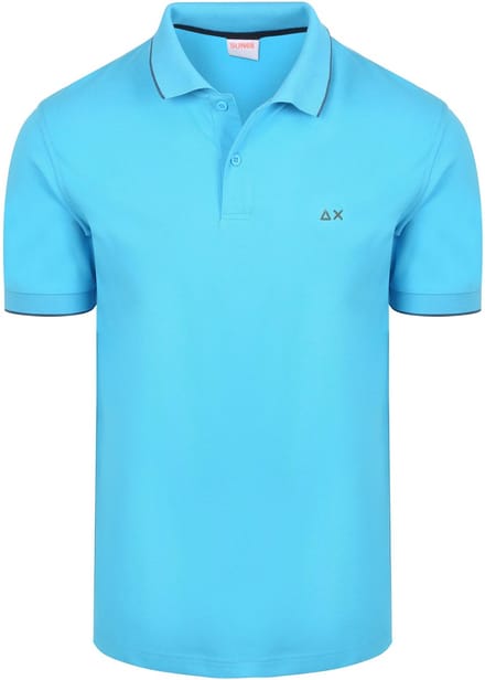 Sun68 Poloshirt Small Stripe Collar Lichtblauw - Maat L - Heren