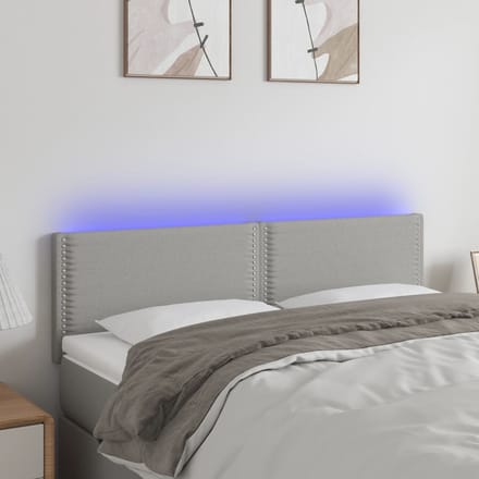 vidaXL - Hoofdbord - LED - 144x5x78/88 - cm - stof - lichtgrijs
