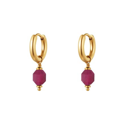 Stainless steel earrings classy - Yehwang - Oorbellen - One size - Goud/Paars
