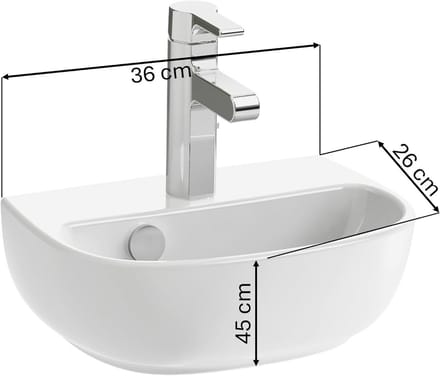 Jacob Delafon Odeon up handwasbak, compact, 36 x 26 cm, wit