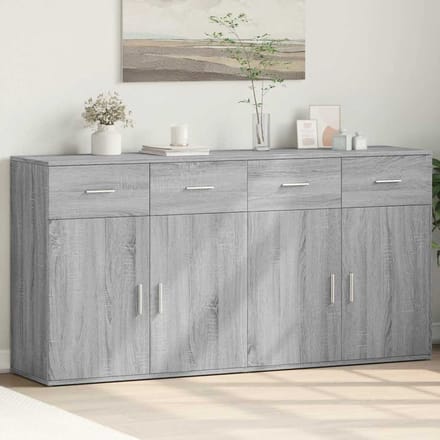 vidaXL - Dressoirs - 2 - st - 79x38x80 - cm - bewerkt - hout - grijs - sonoma - eikenkleur