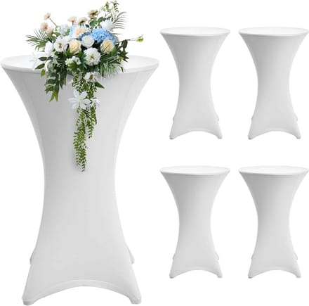 Set van 4 Elastische Statafelhoezen Wit voor Ronde Bistrotafels Ø 70-75 cm