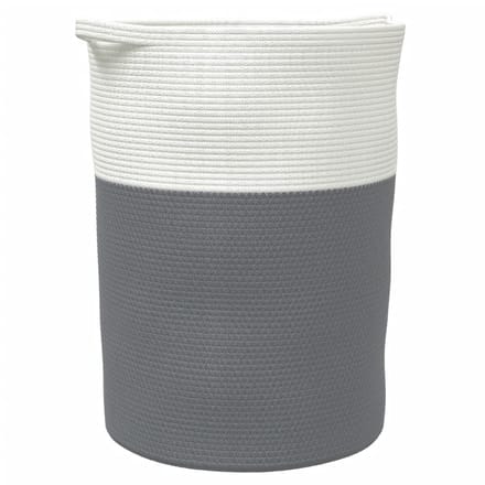 vidaXL - Opbergmand - Ø - 49x65 - cm - katoen - grijs - en - wit