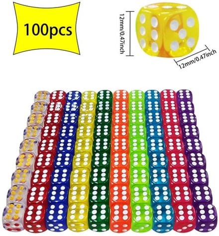 By shayne - Dobbelstenen - Transparante dobbelstenen - 100 stuks - 12