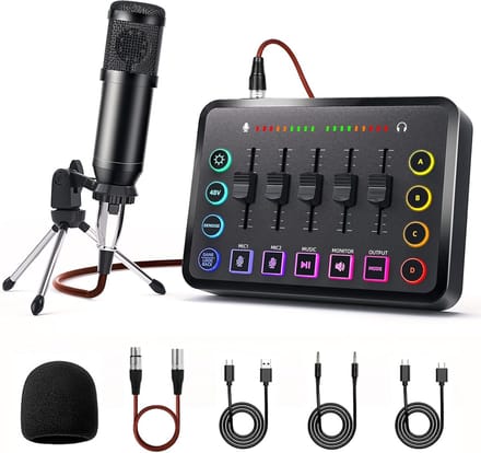 Podcast Starterspakket met Audio Mixer en BM800 Microfoon voor Streaming en Gaming