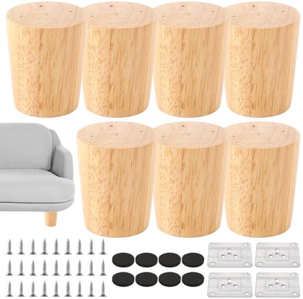 Dailygoods- Meubelpoten 6 cm - Eiken Houten Poten - Set van 8 Stuks