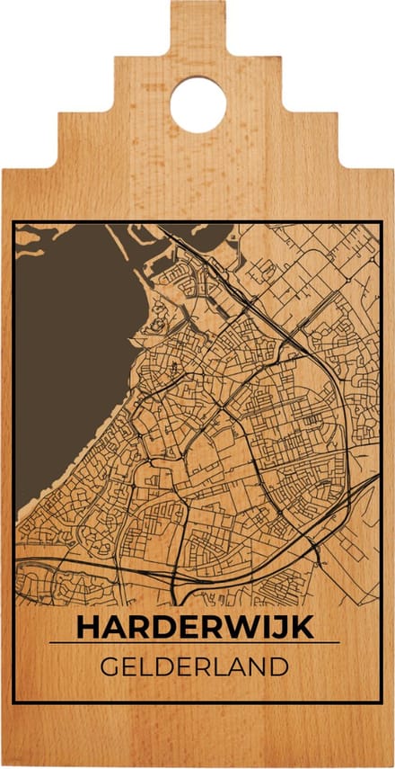 JM Woods - Borrelplank - Serveerplank - Hapjesplank - Kaasplank - Plattegrond - HARDERWIJK - Gepersonaliseerd - Cadeau tip!