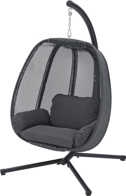 Hangstoel Deluxe Cole - Met Standaard en Kussens - Donkergrijs - Luxe Design