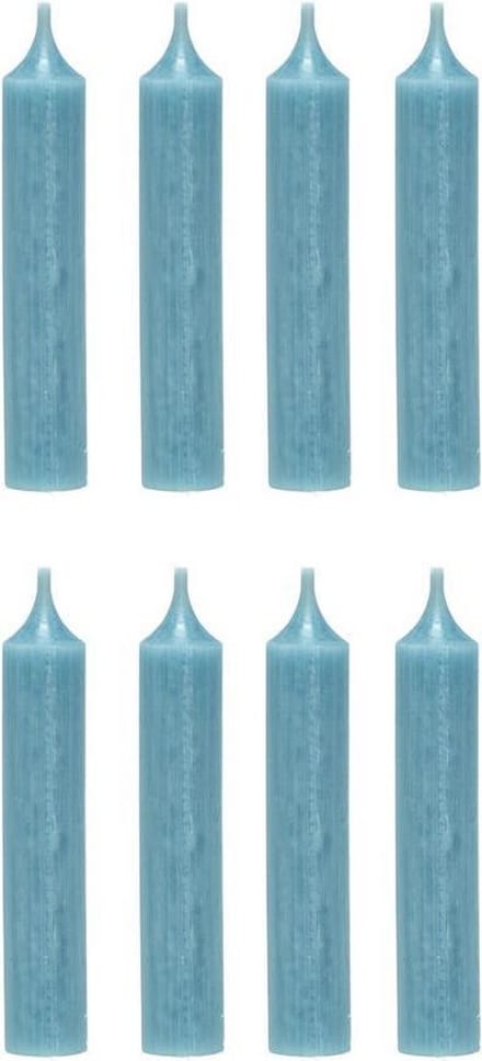 Branded By Dinerkaarsen 12 cm   Light Blue  Set van 8 stuks  5 branduren