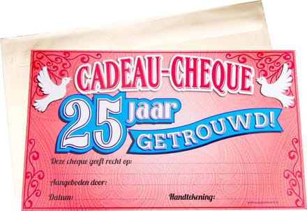 Paper Dreams Cadeaucheque 25 Getrouwd 34,5 Cm Papier Rood