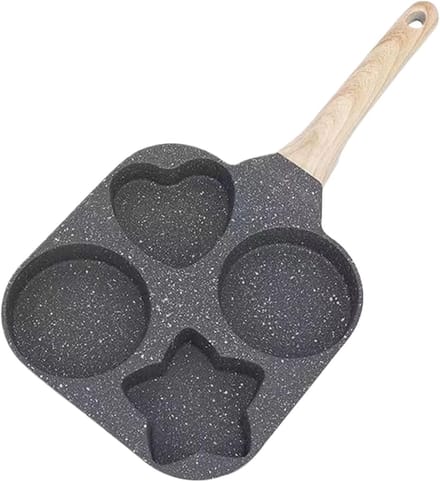 Ei Koekenpan - Omelet Pan - Ontbijt Maken - Vier Vormen - 18cm Diameter - Zwart
