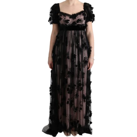Gestikte Bloemen Gown met Lange Mouwen
