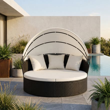 Luxe Loungeset – Weerbestendig – Zwart – 187 cm – Industrohome