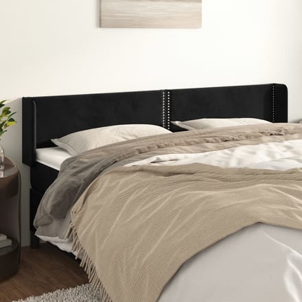 vidaXL - Hoofdbord - met - randen - 203x16x78/88 - cm - fluweel - zwart