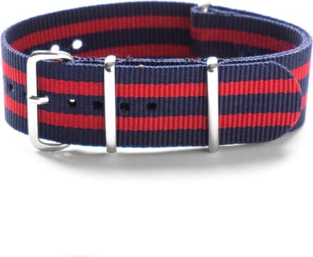 Premium Navy Blue Red - Nato strap 20mm - Stripe - Horlogeband Navy Blauw Rood + luxe pouch