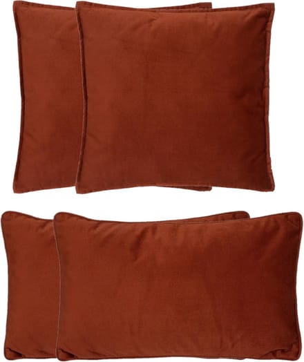 Atmosphera Bank/sierkussens Sophia - set 4x - Terracotta - polyester - met rits - In 2 formaten