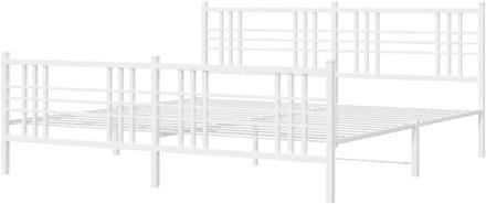 Metalen Bedframe - Ledikant Omkadering - Slaapkamer Inrichten - Robuuste Stalen Constructie - 200x200 cm - Wit