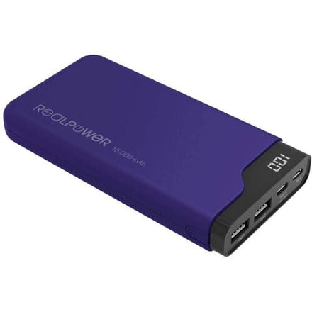 RealPower PB-15000C Powerbank 15000 mAh Li-ion USB, USB-C Navy-blauw