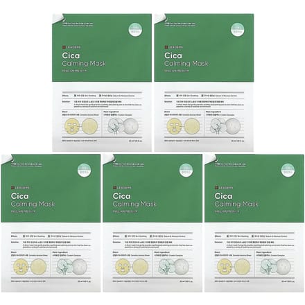 Leaders, Cica Calming Beauty Mask, 5 sheets, 30ml (1.01fl oz) each white