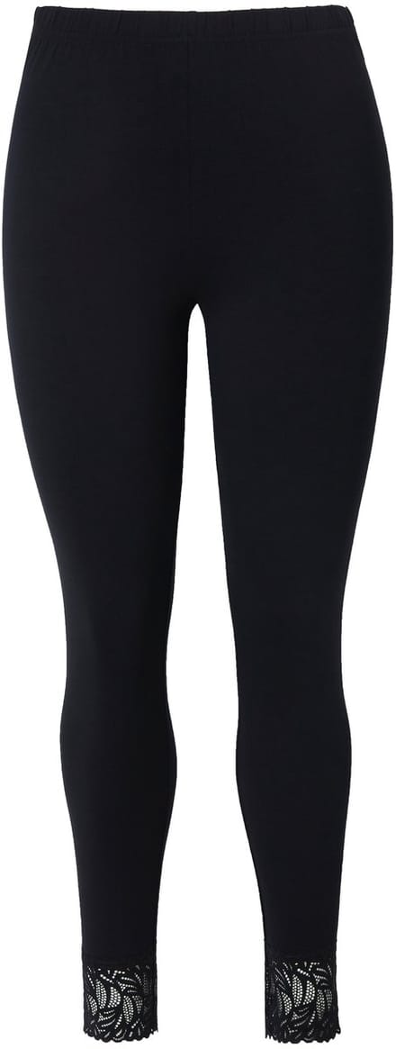 Ulla Popken - Dames - Legging kanten zoom - Zwart - Maat 50+