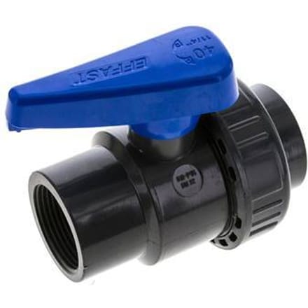 PVC 2-weg Kogelkraan Enkele Wartel Rp 1 1/4'' EPDM