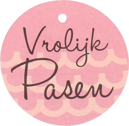 Kaartjes Vrolijk Pasen 50mm roze 50 stuks