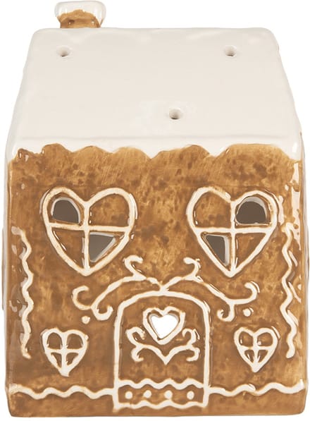 Clayre & Eef Waxinelichthouder Huis 12x7x16 cm Bruin Keramiek