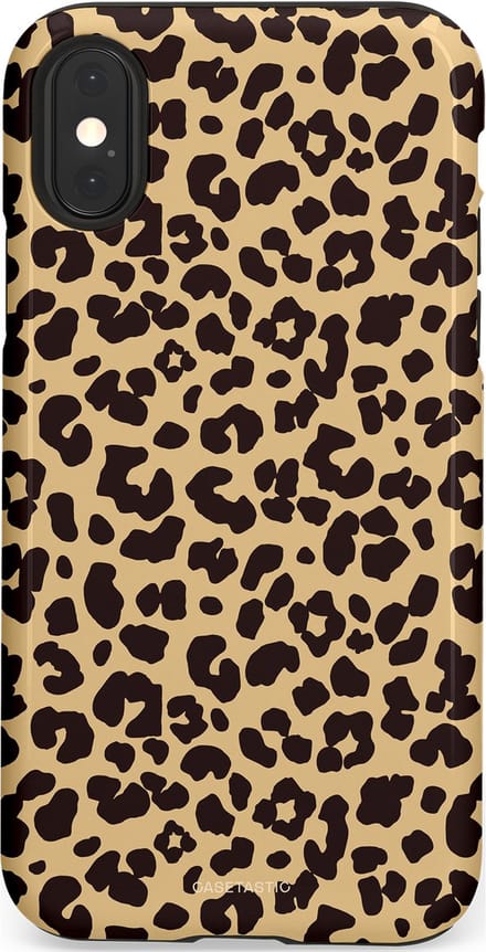Casetastic hoesje geschikt voor Apple iPhone X / Apple iPhone XS - Dubbellaagse bescherming - Wild - Fashion Case - Beige Zwart