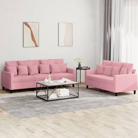 vidaXL - 2-delige - Loungeset - met - kussens - fluweel - roze