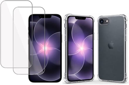 TechNow Hoesje + 2x Screenprotector geschikt voor iPhone 17e Hoesje Screenprotector - Tempered Glass - Extreme Shock Case Transparant