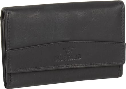 MUSTANG Leren Portemonnee Udine Long Wallet Black Zwart