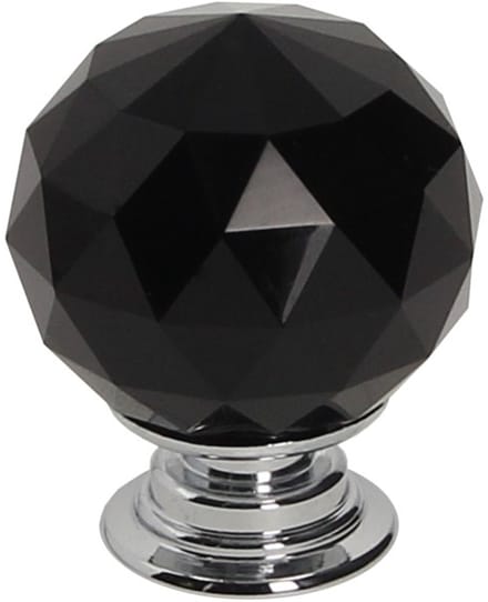 Gamet Serie - Meubelknop - Kristallen - Zwart - Chroom