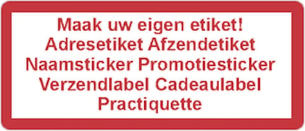 Adressticker - rood - rode tekst - 250 stuks - 21x48mm - rechthoek - gepersonaliseerd - met eigen tekst
