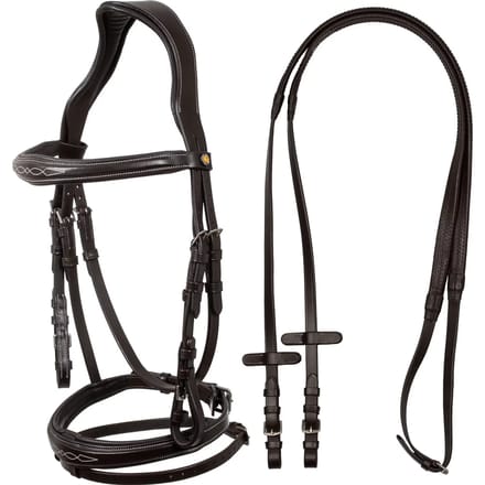Anatomisch leer zadeltje met decoratieve stiksels Equestro