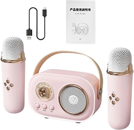 Karaoke microfoon - Zingende microfoon - Muziek maken - Ingebouwde luidspreker - 72 x 16 x 72 cm - Roze
