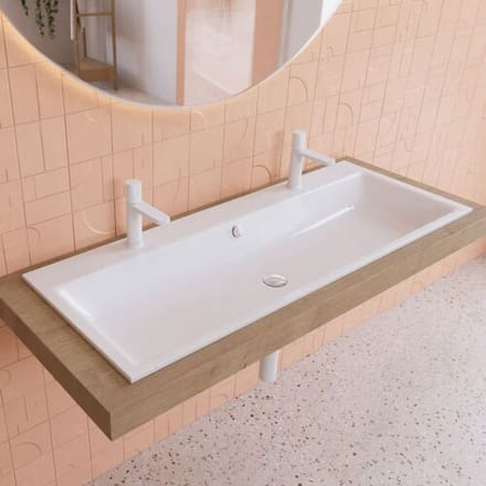 Kaldewei PURO built-in double washbasin 3169 with 2x 1 tap hole, 120 cm 907106043001