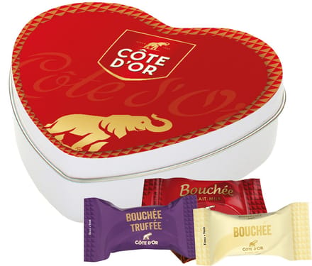 Côte d'Or Bouchée Mix - Melk, witte en pure chocolade - geschenkdoos hartje - chocolade cadeau - 91g