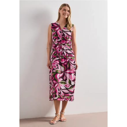 Midi-jurk met gespleten hals en ritssluiting